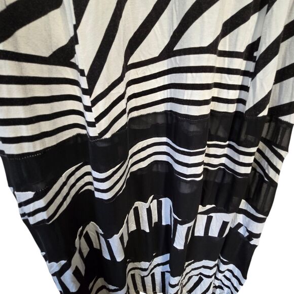 PETER SOM Nation Maxi Black White Striped M Dress - Picture 5 of 5